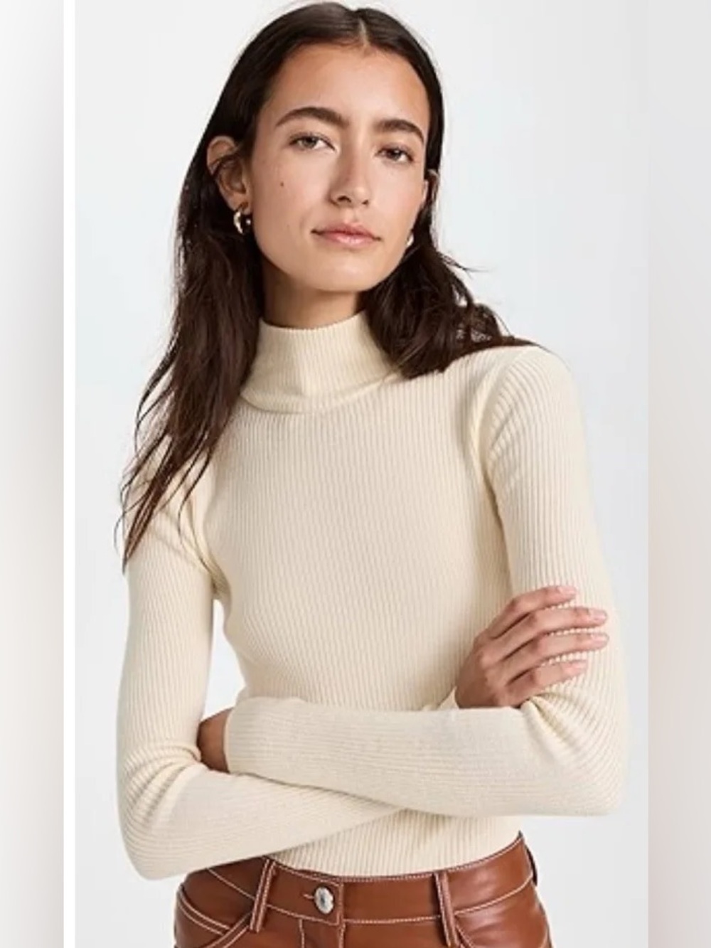 AYR The Visionary ribbed mockneck turtleneck in sweet cream